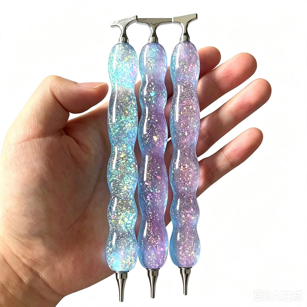 Embroidery Rose - 新しいピンクブルーの光沢のあるダイヤモンドペイントペン、ネジ式ドットドリルペンツール、金属製ネジ式チップ、ダイヤモンド刺繍アクセサリー