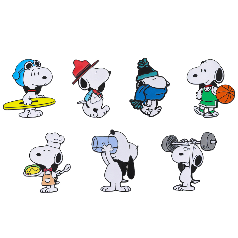 Embroidery Reddit - 7個入りのかわいい動物モチーフのアニメ風ブローチ。面白い白い犬のイラストが描かれたエナメルピン、金属製バッジ。アクセサリーとして、衣類やバックパックに付けて、プレゼントにも最適。