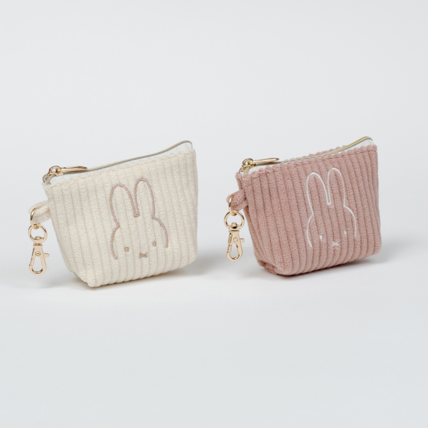 Embroidery Bag - かわいいミッフィーのウサギ柄コーデュロイ刺繍コインケース、クリエイティブなデザインのイヤホン収納バッグ、持ち運び可能な化粧ポーチ、ギフトに最適。