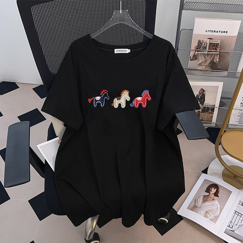 170 キロプラスサイズの女性のバスト 170 夏ルーズ半袖 - Embroidery Cotton Shirt のレビューと価格