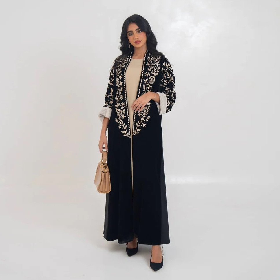 ベルベットオープンアバヤ ドバイ カフタン 女性用 ムスリム - Embroidery Kebaya のレビューと価格