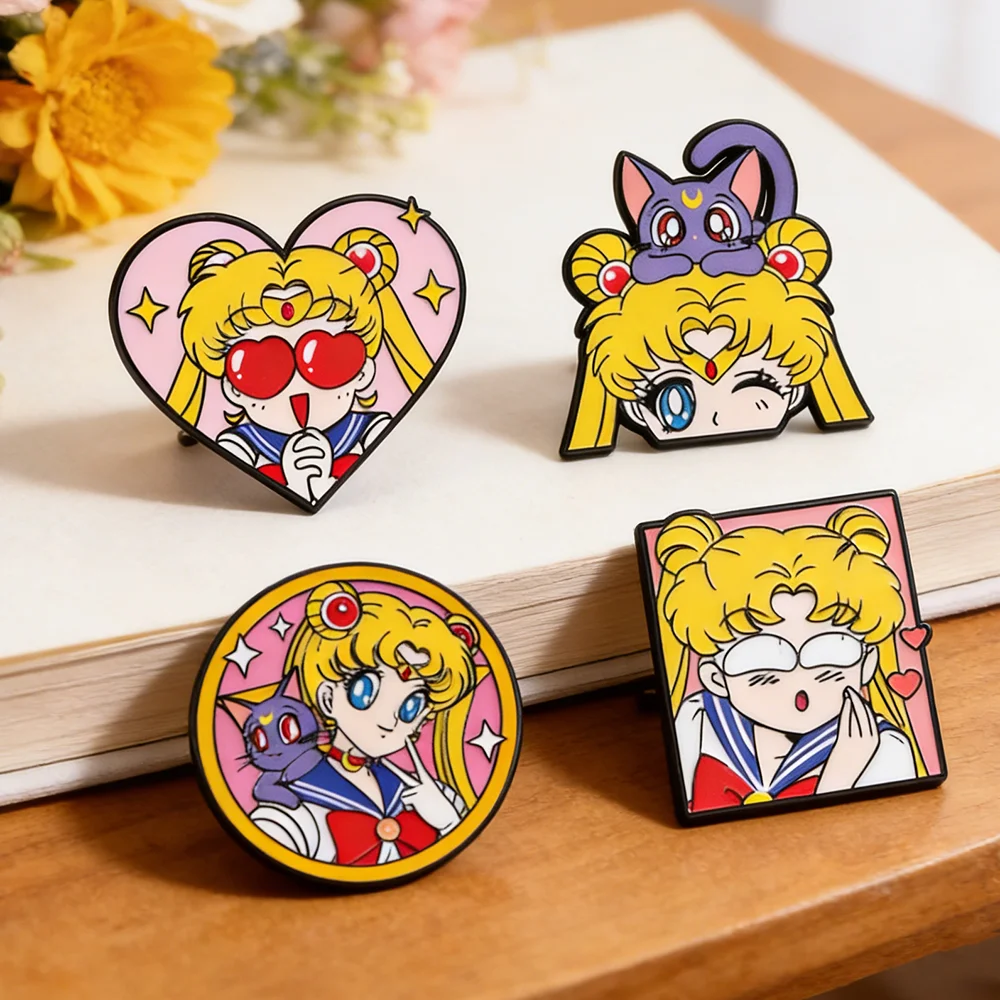 4個入り セーラームーン ハート型 エナメルピン カートゥー - Embroidery Reddit のレビューと価格