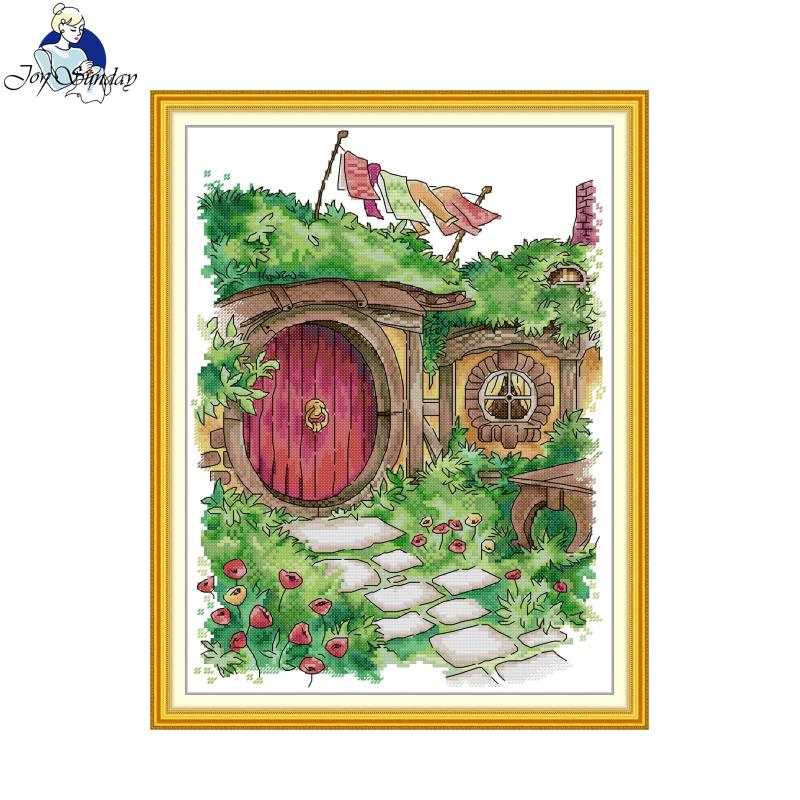 ジョイサンデー ホビット小屋柄プリントクロスステッチキット  - Embroidery Meaning のレビューと価格