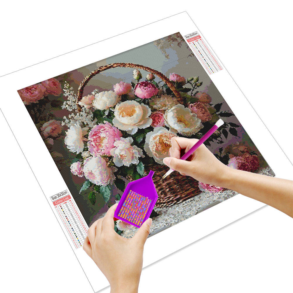 フレームレス、ダイヤモンドモザイクフラワーバスケット、初心者 - Embroidery Garments のレビューと価格