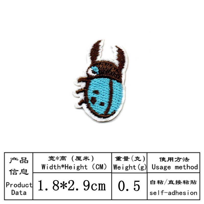 50 ピース/ロット貼り付けアニメ刺繍パッチてんとう虫ウサギ - Embroidery Lady Bug のレビューと価格